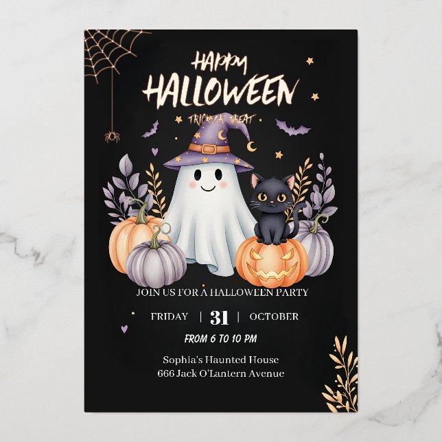 Magical Halloween Party Foil Invitation (Front)