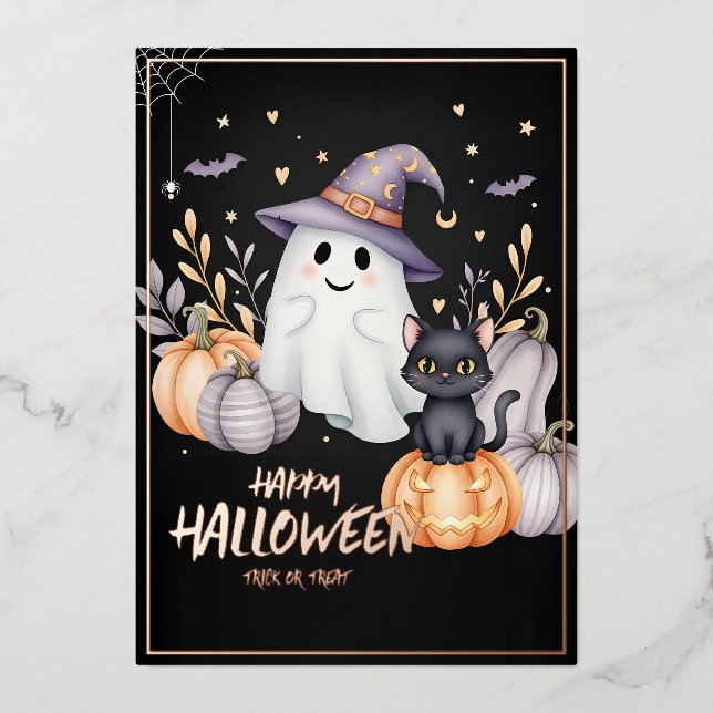 Magical Halloween Party Foil Invitation (Front)