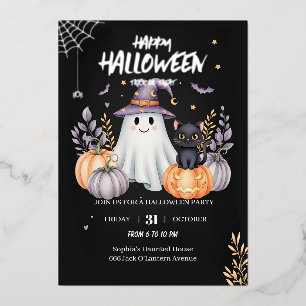 Magical Halloween Party Foil Invitation