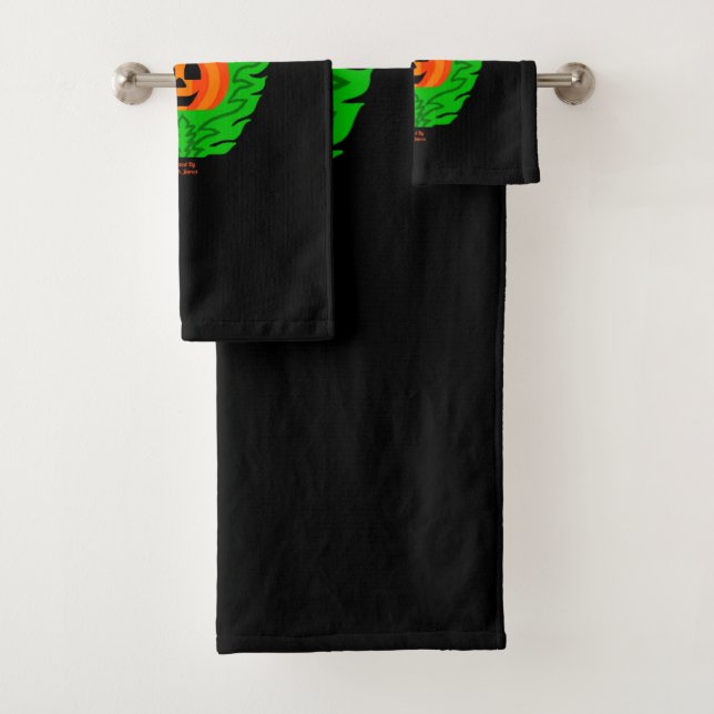 Magical Halloween Pumpkin Bathroom Towel Set (Insitu)