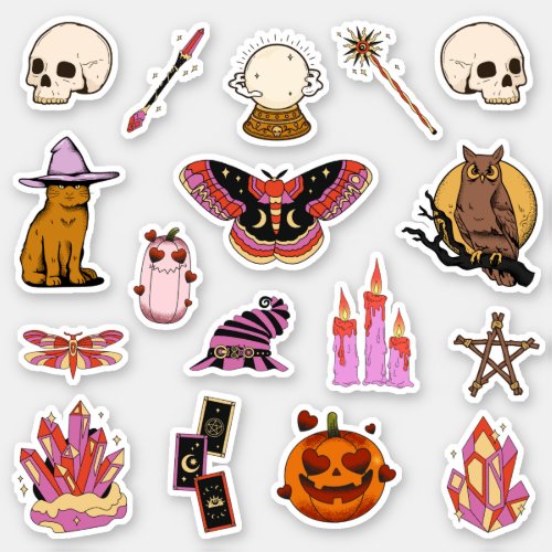 Magical Halloween Pumpkin Kitty Sticker Pack