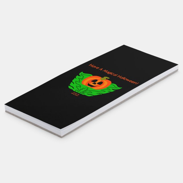 Magical Halloween Pumpkin Magnetic Notepad (Angled)