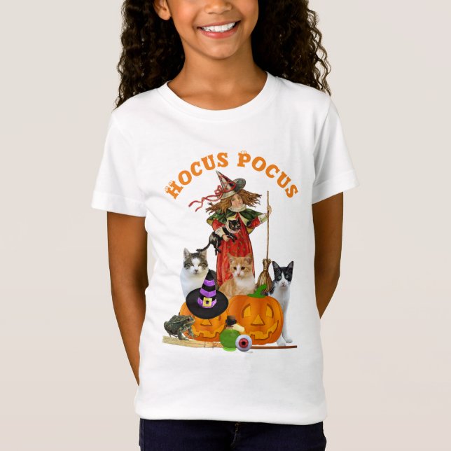 Magical Halloween with Witch Cats and Pumpkin T-Shirt (Front)