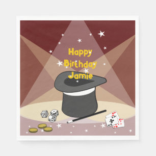 Magical Happy Birthday Name Red Napkins