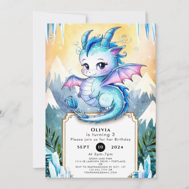 Magical Happy Dragon Birthday Invitation (Front)