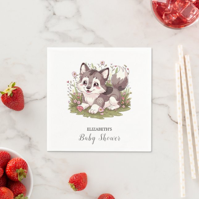  Magical Happy Wolf Baby Shower Napkins (Insitu)