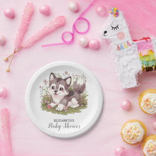 Magical Happy Wolf Baby Shower Paper Plates