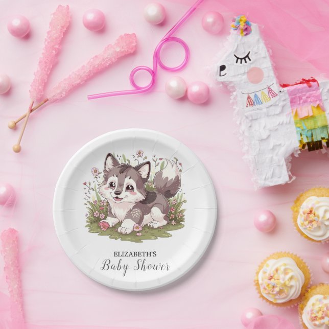 Magical Happy Wolf Baby Shower Paper Plates (Party)