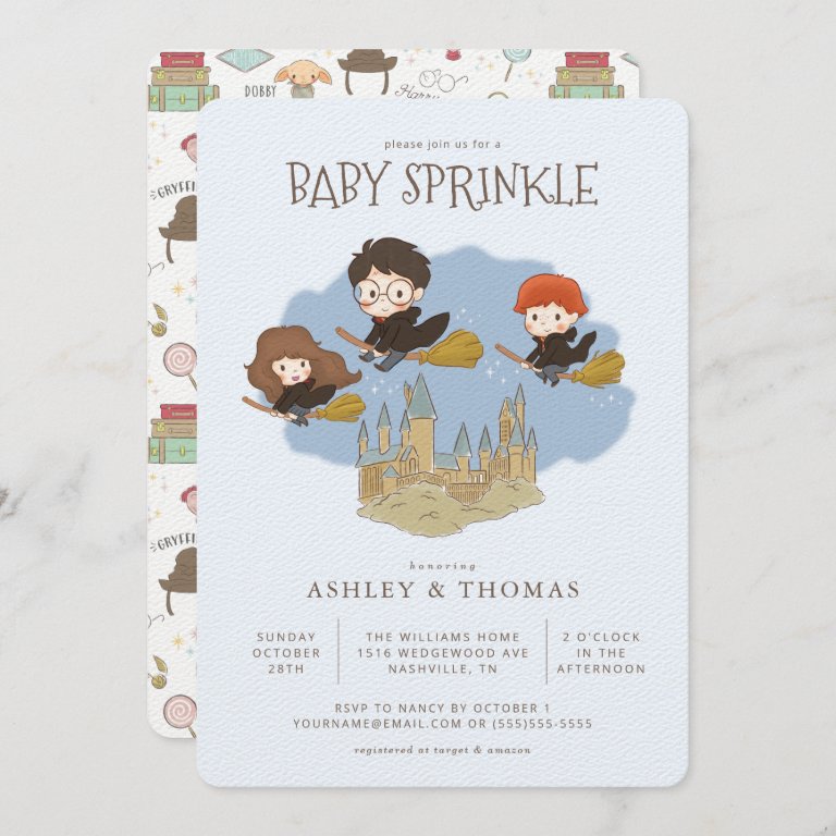 Magical Harry Potter and Hogwarts Baby Sprinkle Invitation