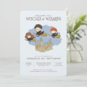 Magical Harry Potter and Hogwarts Birthday Invitation (Standing Front)