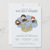 Magical Harry Potter and Hogwarts Birthday Invitation (Front)