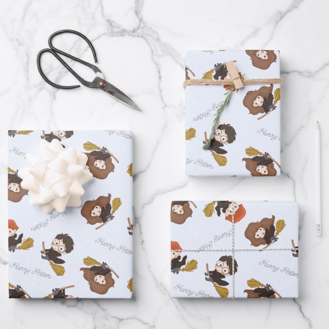 Magical HARRY POTTER™ and Hogwarts Birthday Wrapping Paper Sheets (Front)