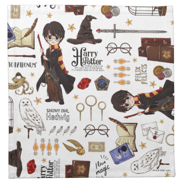 Magical HARRY POTTER™ Watercolor Cloth Napkin (Front)