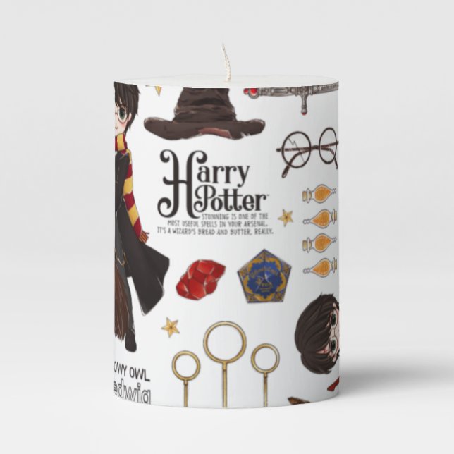 Magical HARRY POTTER™ Watercolor Pillar Candle (Front)