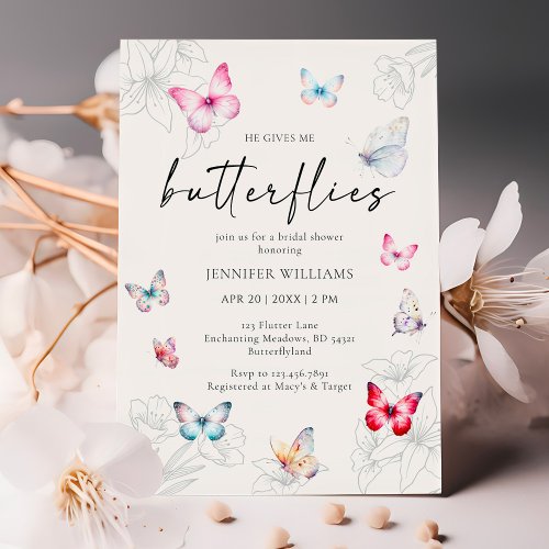 Magical He Gives Me Butterflies Bridal Shower  Invitation