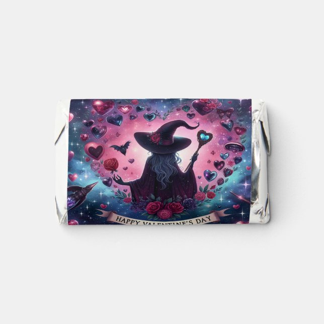 Magical Heart Witch Happy Valentines Day Chocolate Hershey's Miniatures (Front)