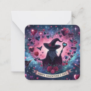 Magical Hearts Witch Valentines Day Note Card