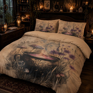 Magical Herbal Cauldron Botanical Duvet Cover