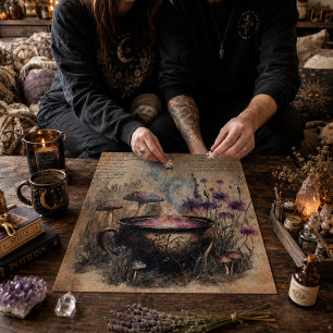 Magical Herbal Cauldron Botanical Jigsaw Puzzle