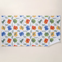 Magical Herbology HOGWARTS™ Houses Pattern Beach Towel