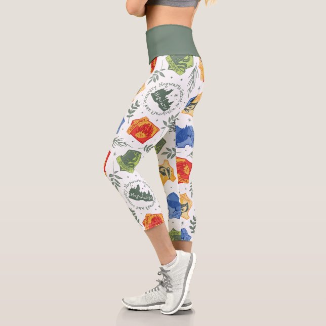Magical Herbology HOGWARTS™ Houses Pattern Capri Leggings (Left)