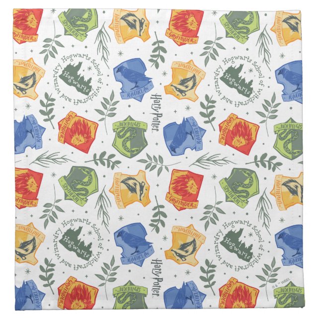 Magical Herbology HOGWARTS™ Houses Pattern Cloth Napkin (Front)