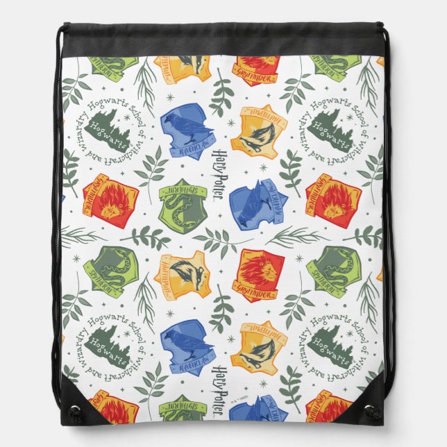 Magical Herbology HOGWARTS™ Houses Pattern Drawstring Bag (Front)