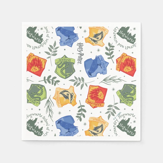 Magical Herbology HOGWARTS™ Houses Pattern Napkins (Front)