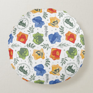 Magical Herbology HOGWARTS™ Houses Pattern Round Pillow