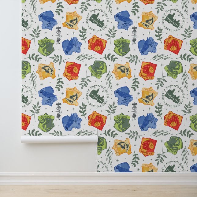Magical Herbology HOGWARTS™ Houses Pattern Wallpaper (Application)