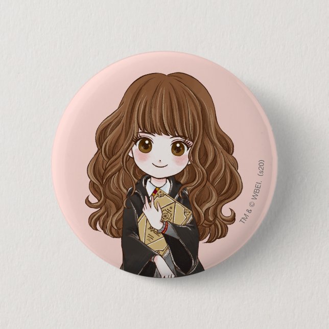 Magical Hermione Granger Watercolor Button (Front)