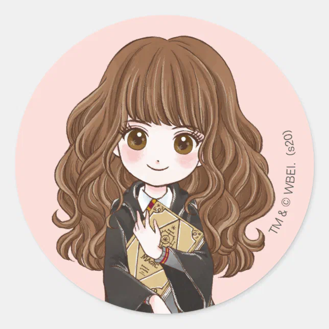 Magical Hermione Granger Watercolor Classic Round Sticker | Zazzle