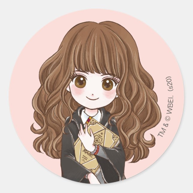 Magical Hermione Granger Watercolor Classic Round Sticker (Front)