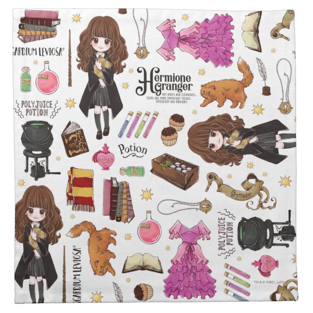 Magical Hermione Granger Watercolor Cloth Napkin (Front)