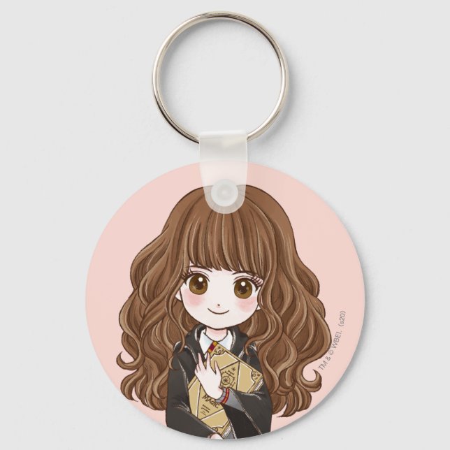 Magical Hermione Granger Watercolor Keychain (Front)