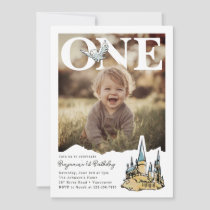 Magical Hogwarts Owl First PhotoPop Birthday Invitation