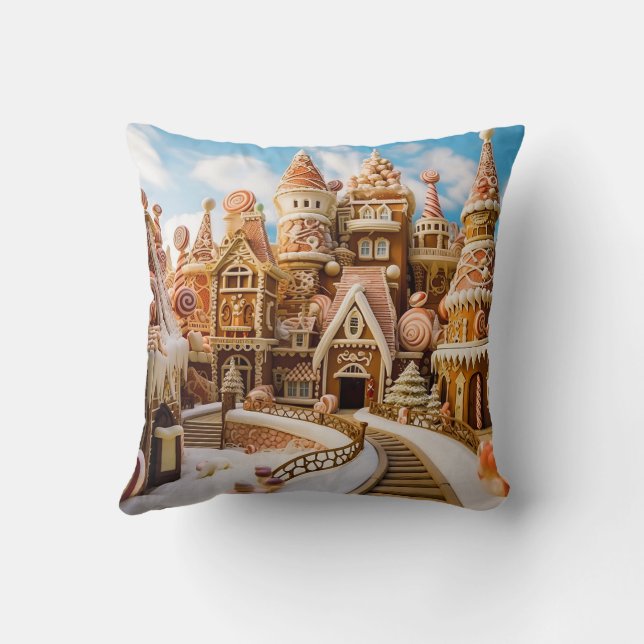 Magical Holiday Cottage Baking Dreams Throw Pillow (Back)