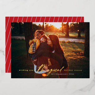 Magical Holiday Season Gold Foil Photo Card