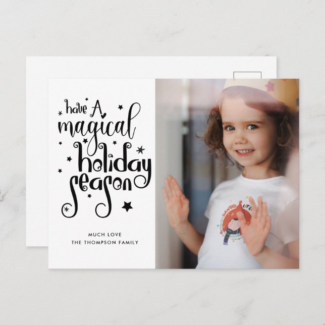 Magical Holiday Season Photo Christmas Postcard (Front/Back)