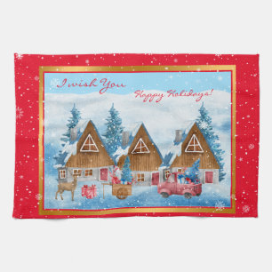 Magical Holiday Winter Landscape Customize Kitchen Towel