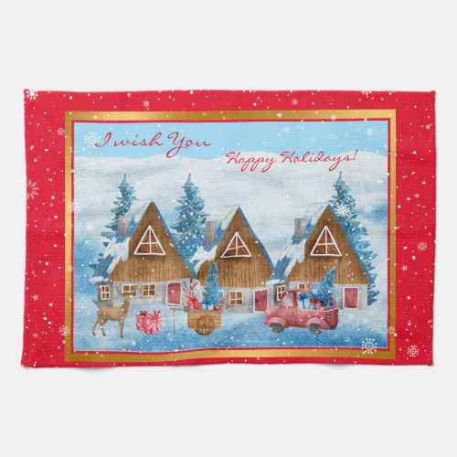 Magical Holiday Winter Landscape Customize Kitchen Towel