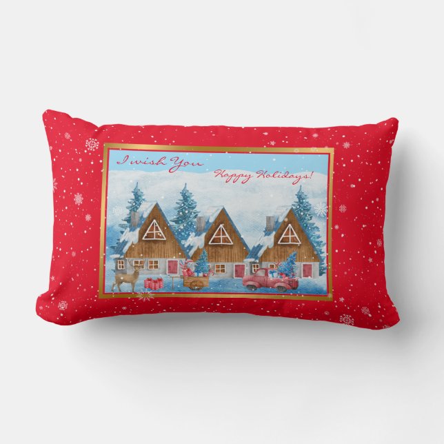 Magical Holiday Winter Landscape Customize Lumbar Pillow (Front)