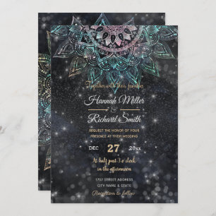 Magical Holographic Mandala Glitter Sparks Design Invitation