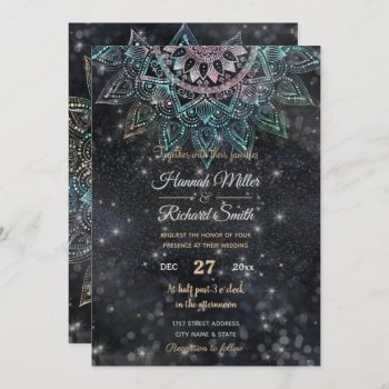 Magical Holographic Mandala Glitter Sparks Design Invitation by Trendy_arT at Zazzle