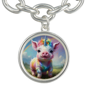 "Magical Hooves: The Rainbow Unicorn Pig" Bracelet