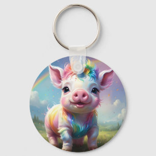 "Magical Hooves: The Rainbow Unicorn Pig" Keychain