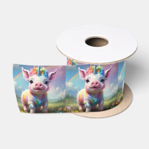 "Magical Hooves: The Rainbow Unicorn Pig" Satin Ribbon