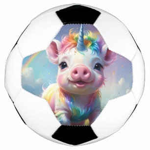 "Magical Hooves: The Rainbow Unicorn Pig" Soccer Ball