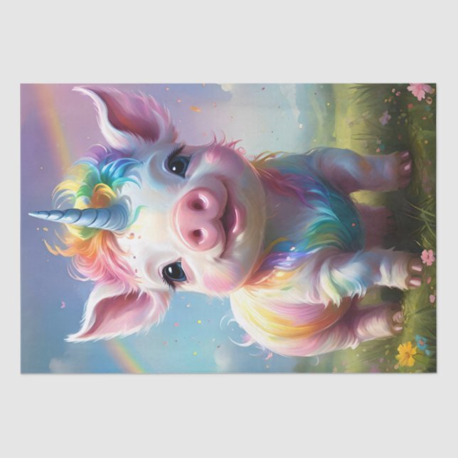 "Magical Hooves: The Rainbow Unicorn Pig" Tissue Paper (Front)