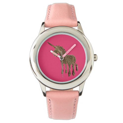 Magical Horse Cute Unicorn Pink Gold Look Watch